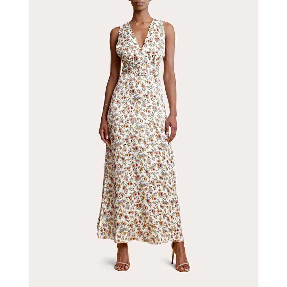NWT byTiMo Bird Print Crepe Satin Maxi Dress  Size XS MSRP $488